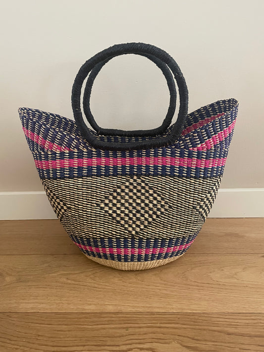 Bolga rieten mand multicolor