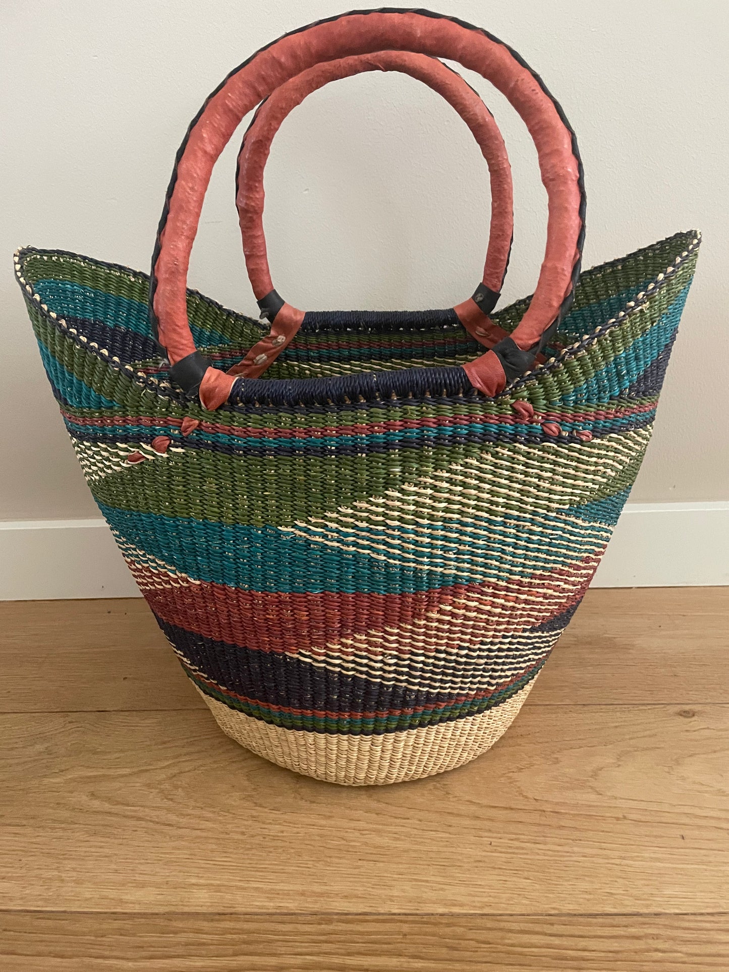 Bolga rieten mand multi color