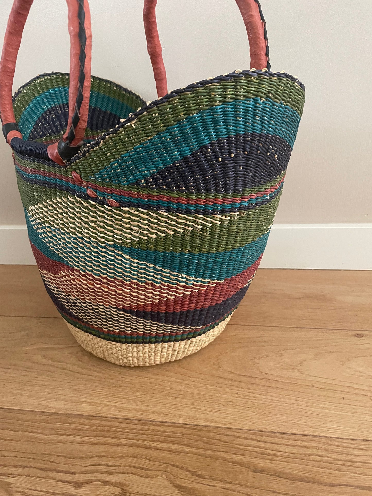 Bolga rieten mand multi color