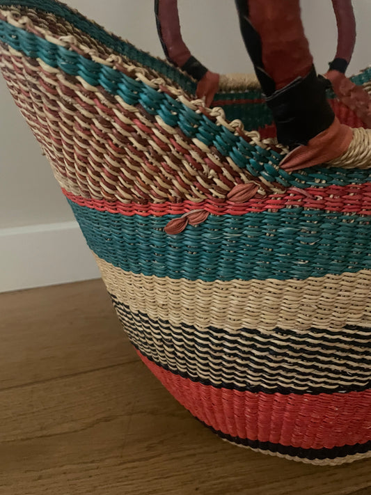 Bolga rieten mand multi color