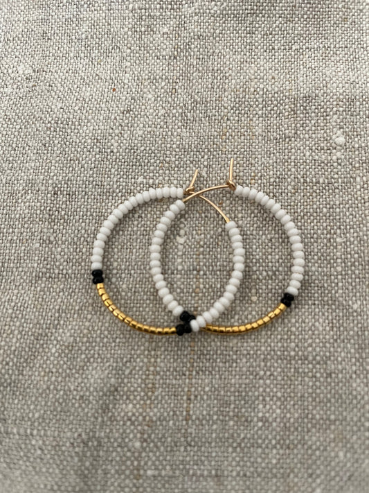 Creolen wit/zwart/goud