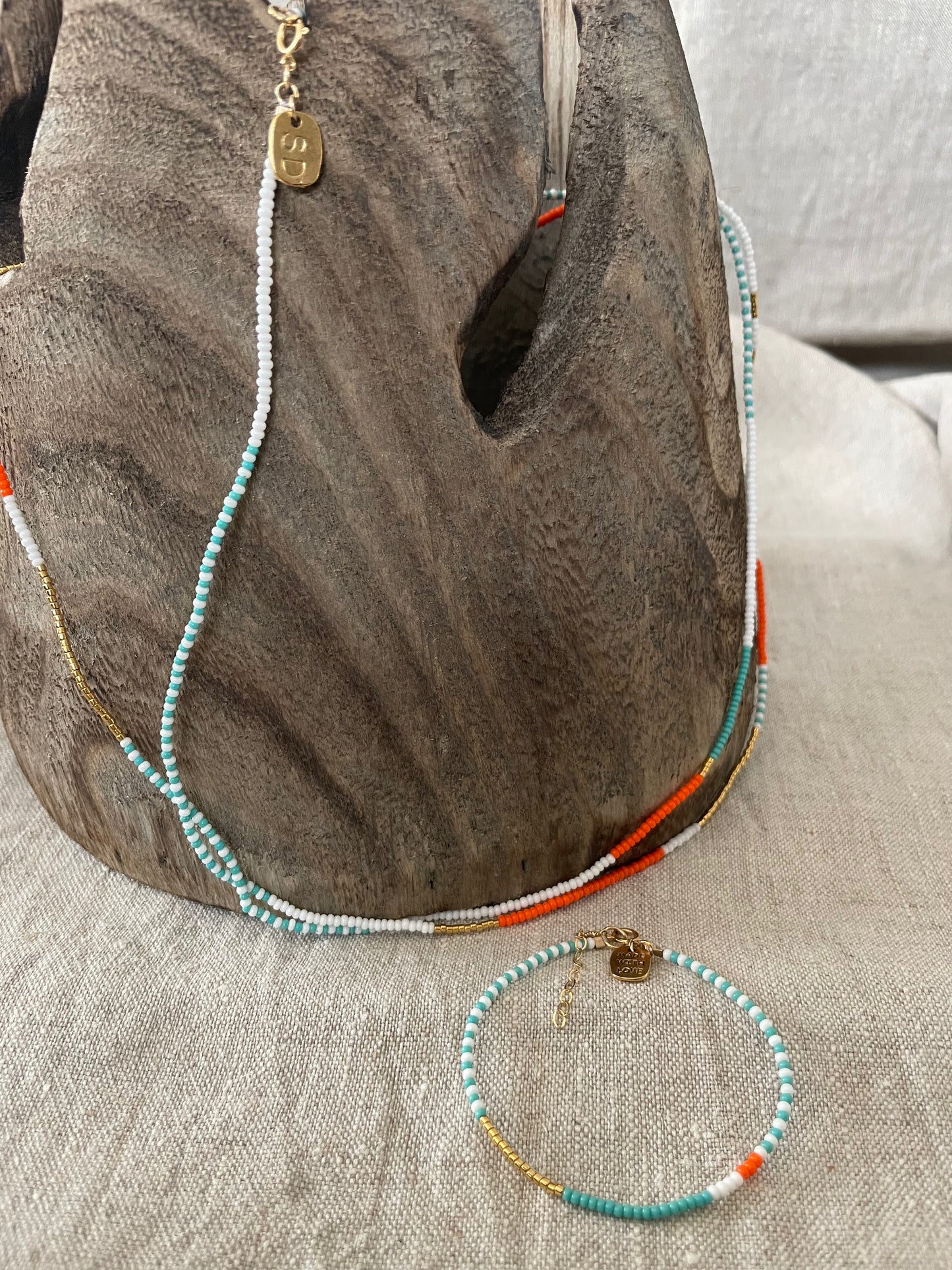 Long Endito multi wrap collier turquoise
