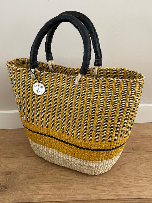 Bolga rieten shopper geel