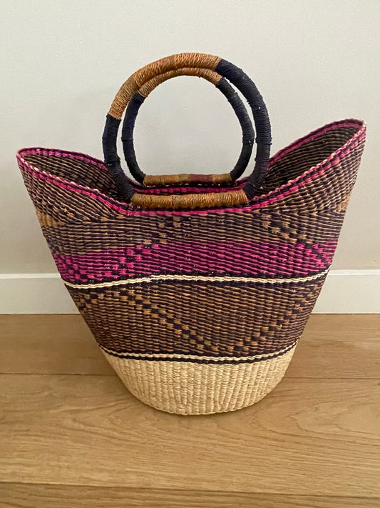 Bolga rieten mand multi color