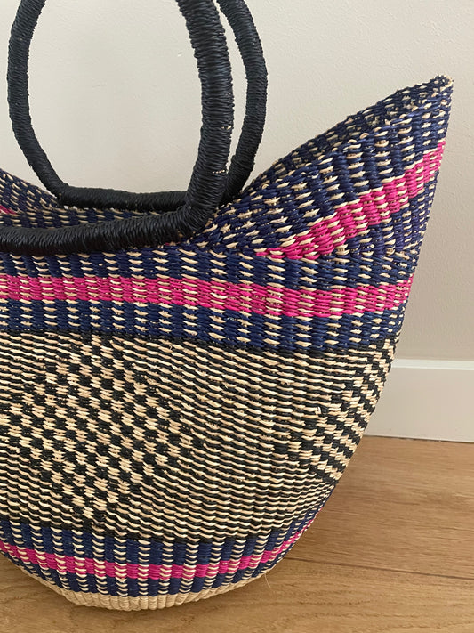 Bolga rieten mand multicolor