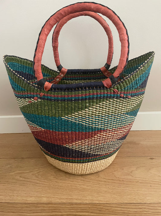 Bolga rieten mand multi color