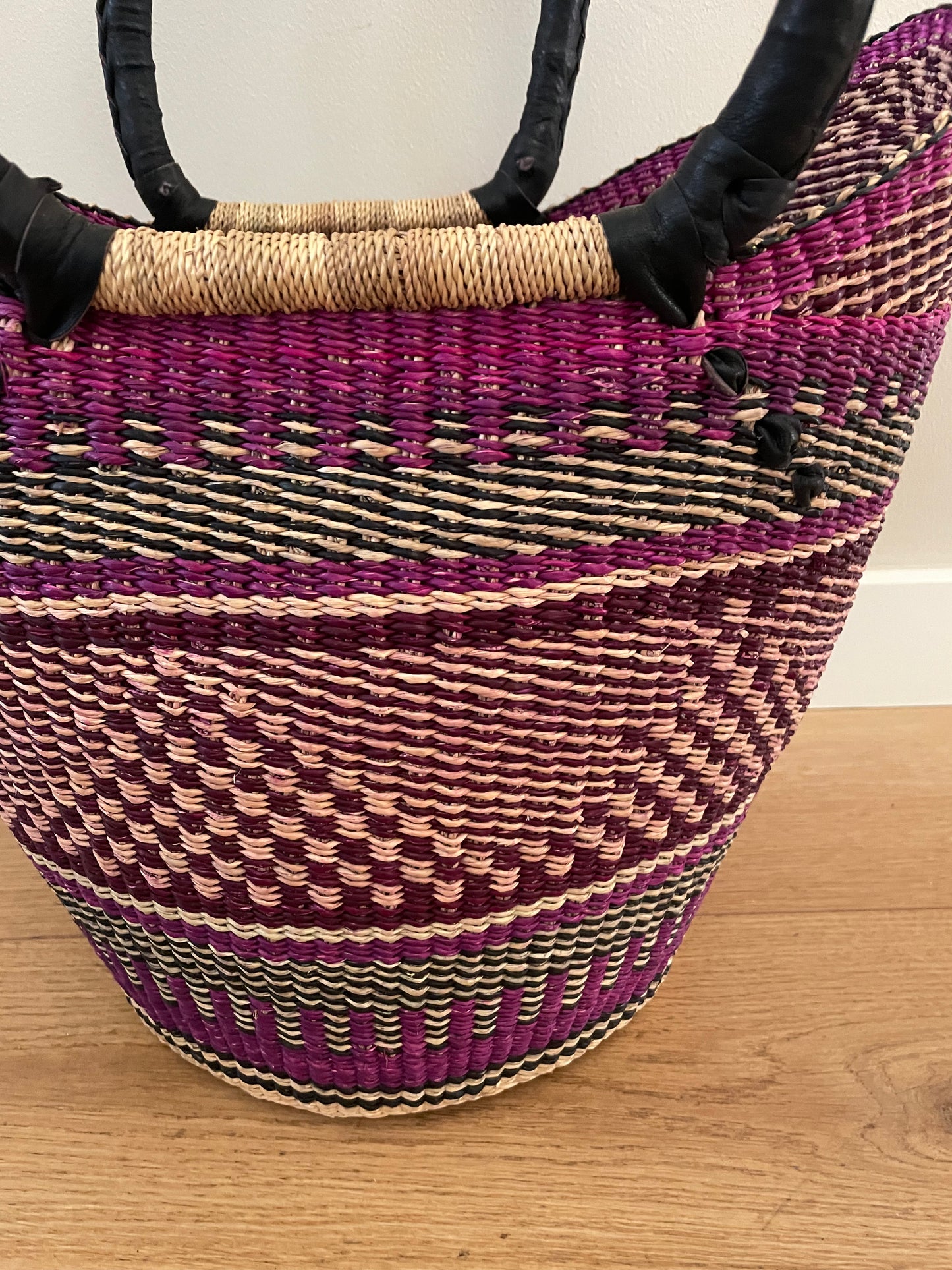 Bolga rieten mand burgundy