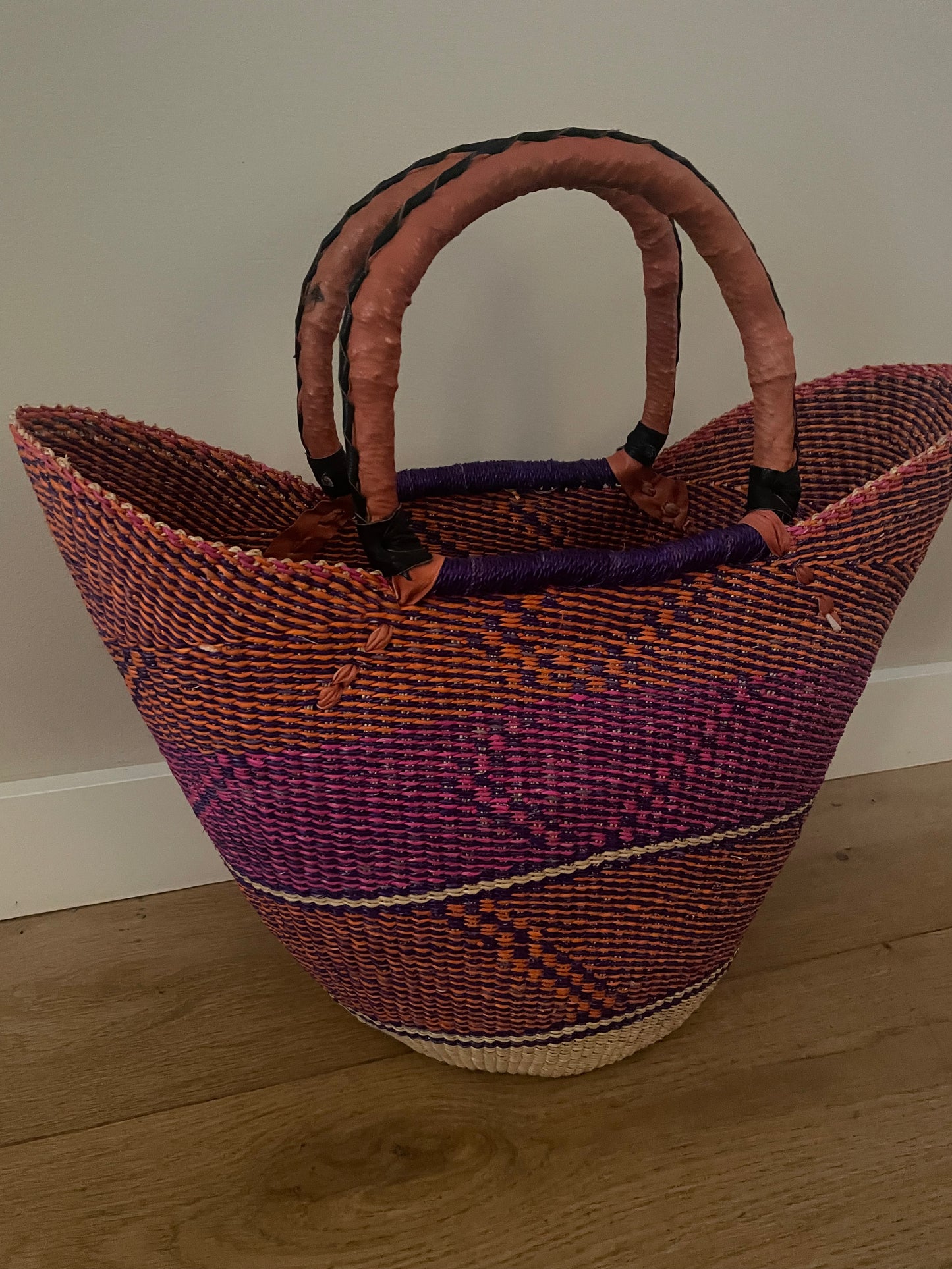 Bolga rieten mand multi color