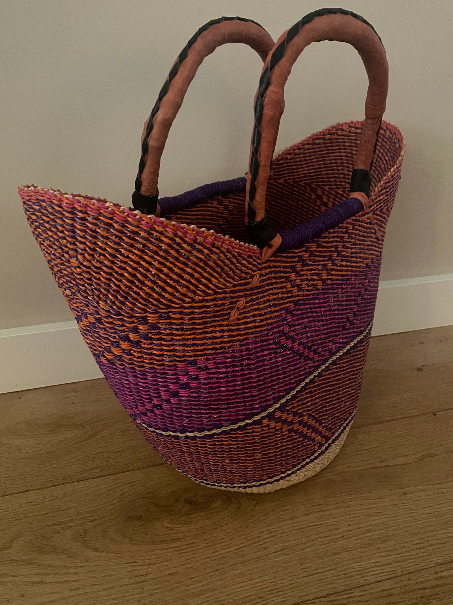 Bolga rieten mand multi color