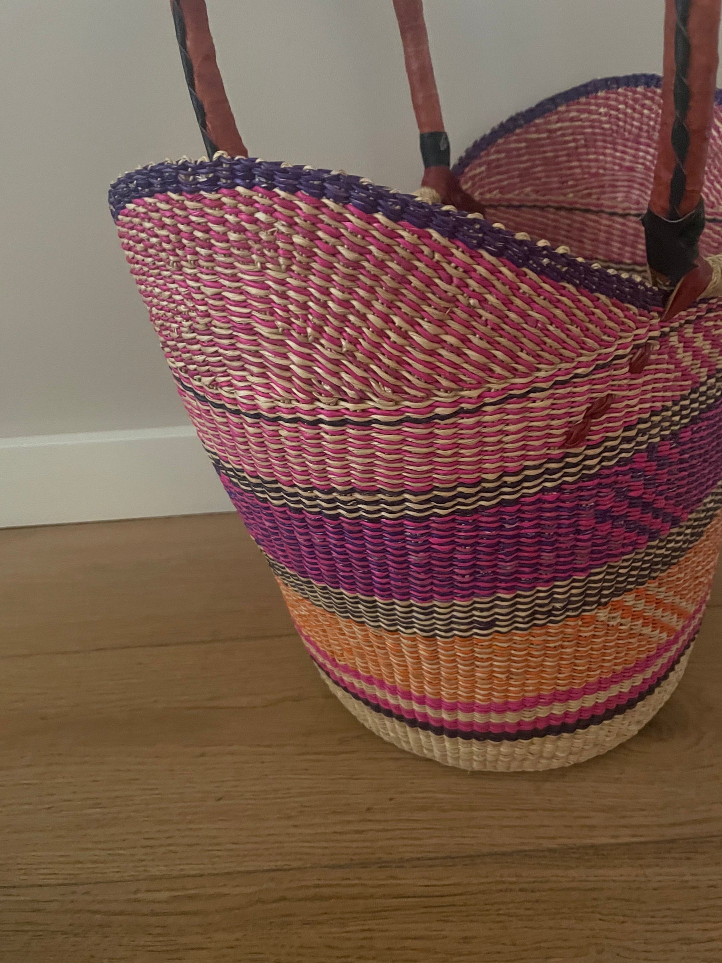 Bolga rieten mand multi color