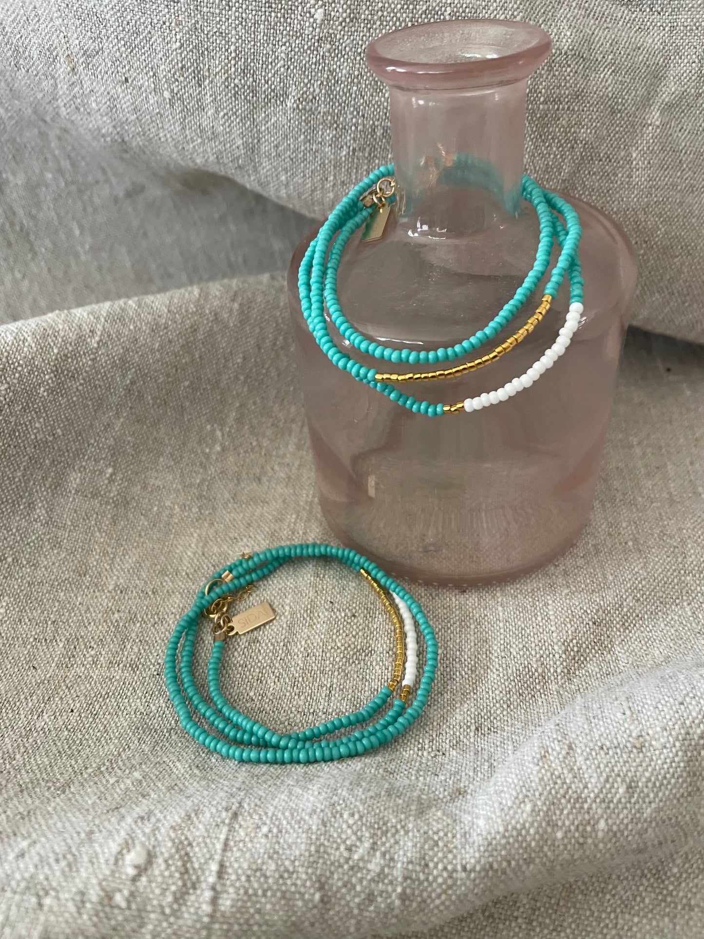 Triple wrap Endito armband turquoise