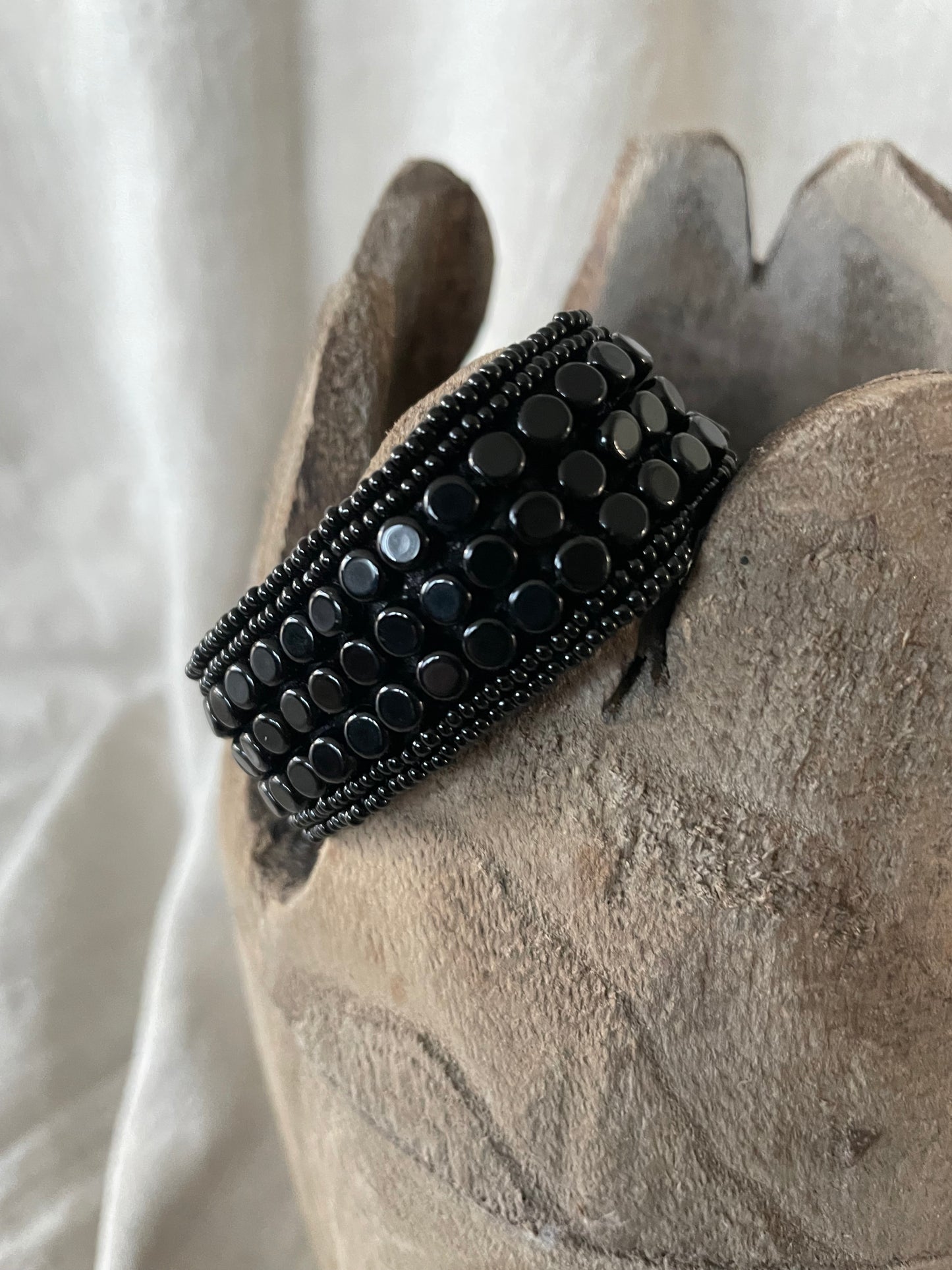 Narrow Leather armband zwart